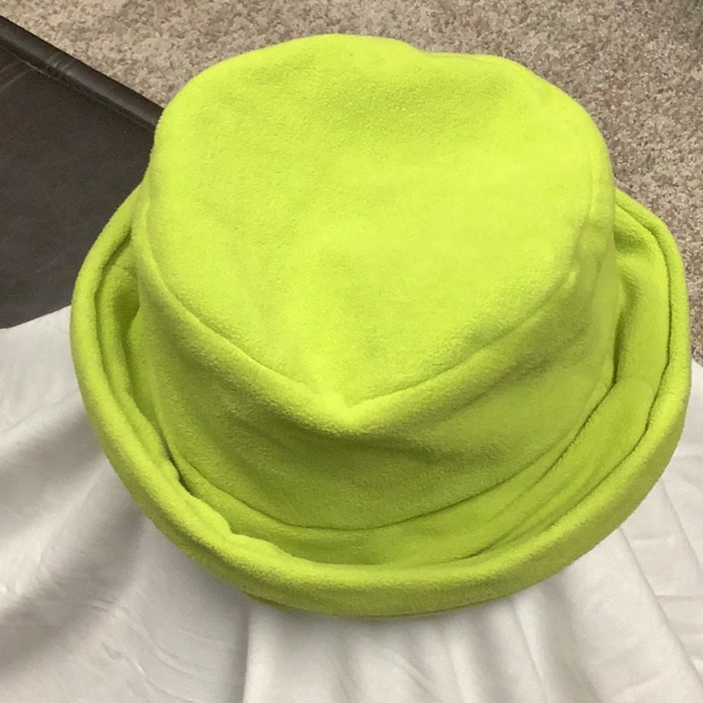Neon green fleece hat